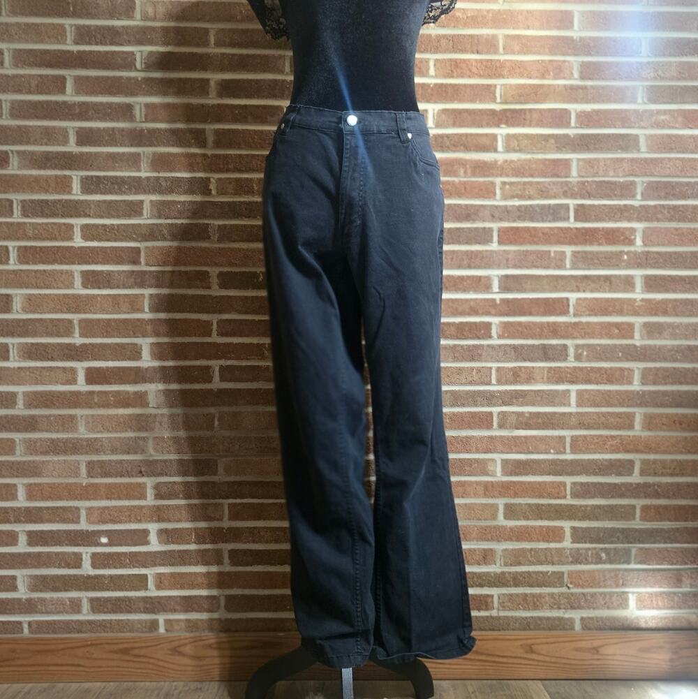Scandia Woods Men's Black Relaxed Fit Wide Leg Jeans Size 36L Stretch